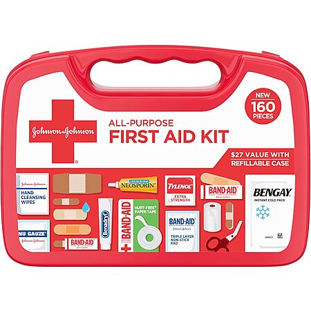 Select Accounts: 160-Pc Johnson & Johnson Compact All Purpose First Aid Kit $10.10 w/ S&S