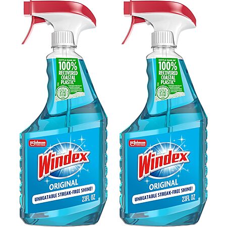 2-Pk 23-Oz Windex Glass & Window Cleaner Spray Bottles (Original Blue) $4.25 w/ S&S