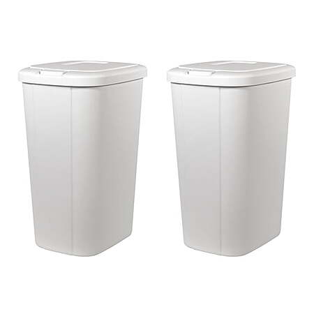 2-Pk 13.3-Gal Hefty Touch Lid Trash Can (White) $16.95