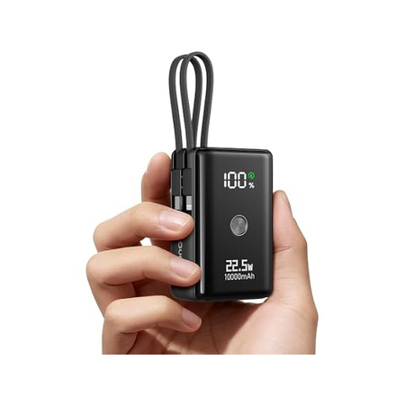 10000mAh Ouotoo Nanotechnology Portable Charger w/ Built-in USB-C & Lightning Cables $15 + Free S&H w/ Prime