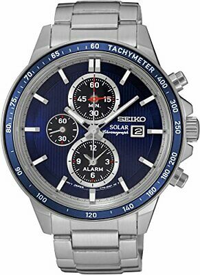 Seiko Men's Solar Chronograph Watch w/ Stainless Steel Bracelet (Blue or Red) $99 + Free Shipping
