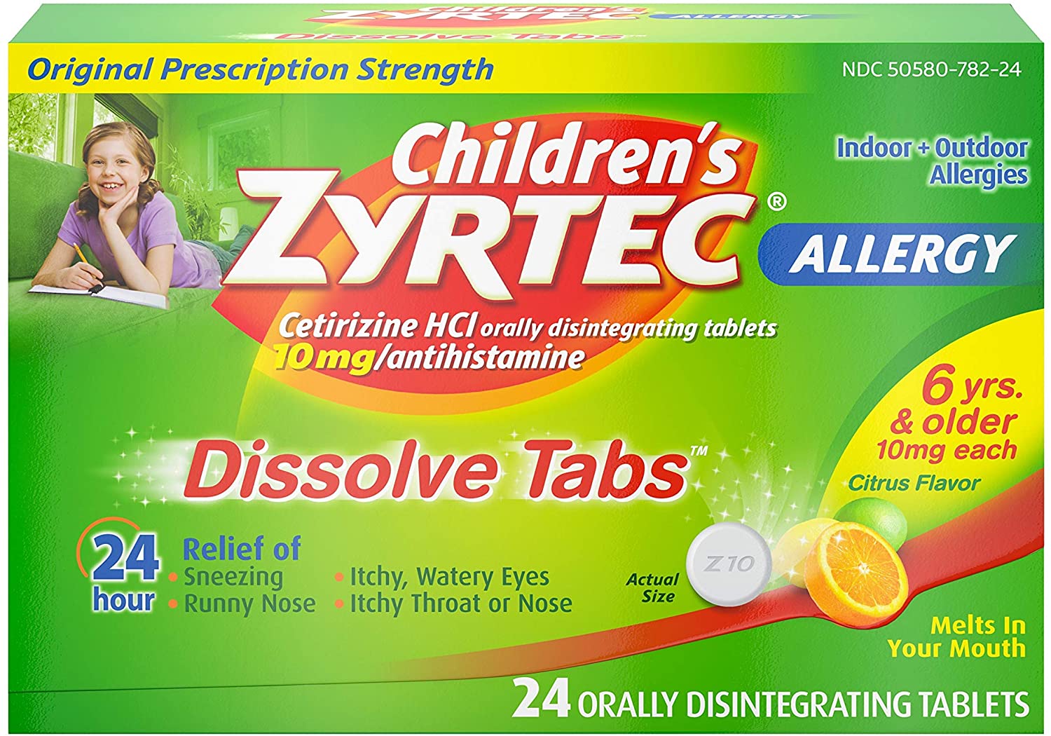 24-Count Children's Zyrtec 24 HR Dissolving Allergy Tablets (Citrus) $4.29 + Free S&H w/ Prime or $25+