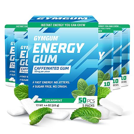 GYMGUM Caffeine Energy Gum | 50% Off $24.99 -> $12.49 | 50ct, 2 Flavors