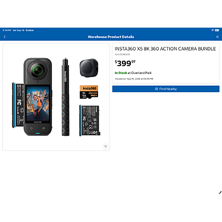 Insta 360 X5 bundle at Costco. YMMV as they have been selling out as people have been finding them at their local warehouse