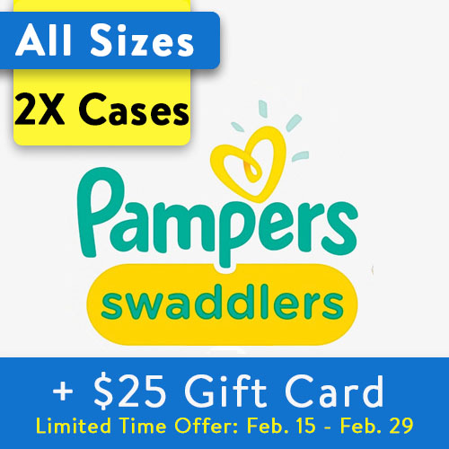 Buy 2 Pampers Swaddlers Diapers (Choose Your Size), Get $25 Gift Card