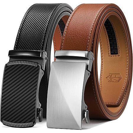 2-Pack Zitahli Men's Ratchet Leather Belts (34" to 48", Black/Brown) $11.90 