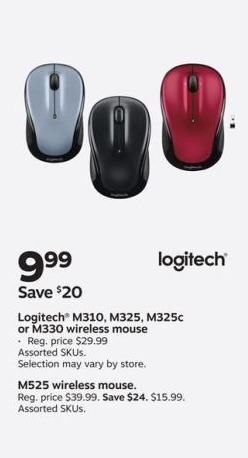 Staples Black Friday: Logitech M310, M325, M325c or M330 Wireless Mouse for $9.99