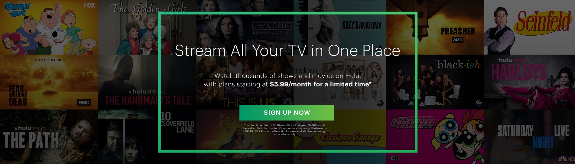 Hulu Limited Commercials Plan - $5.99 a month for 1 yr (New and Eligible Returning Customers)