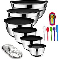 20-Pc Stainless Steel Mixing Bowl Set w/ Airtight Lids + Accessories $28.79 + Free Ship w/Prime or on orders $35+
