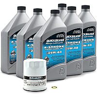 6-Pack 1L bottles Quicksilver 25W-40 Oil Change Kit for 150hp Through 200hp w/Filter and Plug Seal $44.67 + Free Shipping