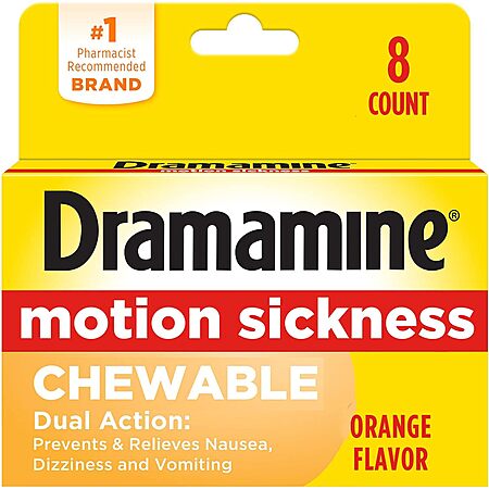 8-Count Dramamine Motion Sickness Chewable Tablet (Orange) $2.75 w ...