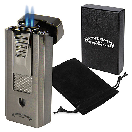 Hammersmith Delta Double-Flame Torch Lighter w/ Punch Cutter (Gunmetal) $15 + Free Shipping