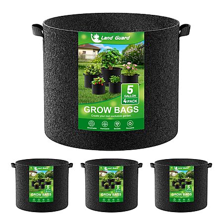 Prime Members: 4-Pack Land Guard 5-Gallon Fabric Grow Bags $4.89 + Free Shipping w/ Prime or on $35+