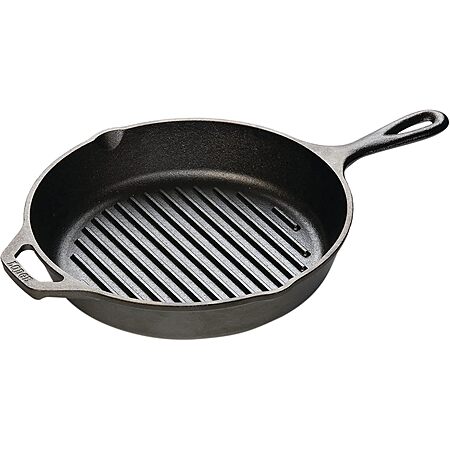10.25" Lodge Cast Iron Grill Pan Skillet $15.95 + Free Ship w/Prime or on orders $35+
