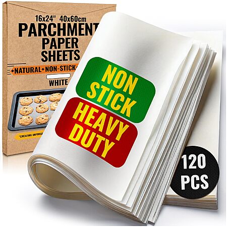 120 Pcs 16x24 Inch Parchment Paper Sheets by Baker's Signature Precut Non-Stick Sheet $8.99 + Free Shipping w/ Prime or on $35+