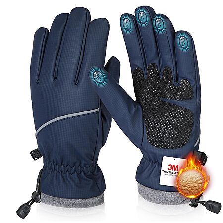 Rsebly 3M Thinsulate Winter Gloves Waterproof Windproof Thermal Grip Snow for Touch Screen M or L Blue $3.99 + Free Shipping w/ Prime or on $35+