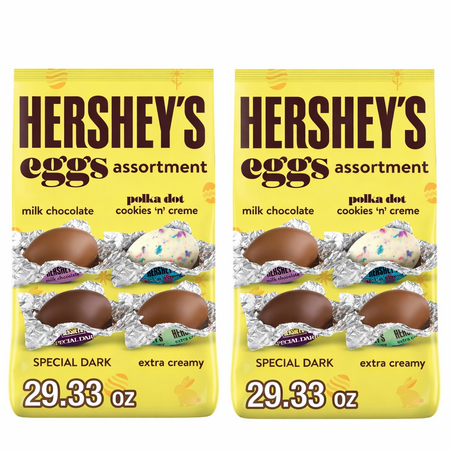 2 x 29.33 oz. HERSHEY'S Assorted Flavored Eggs, Easter Candy Bulk Bag (3lbs. 11oz) $18.22 + Free Shipping w/ Prime or on $35+
