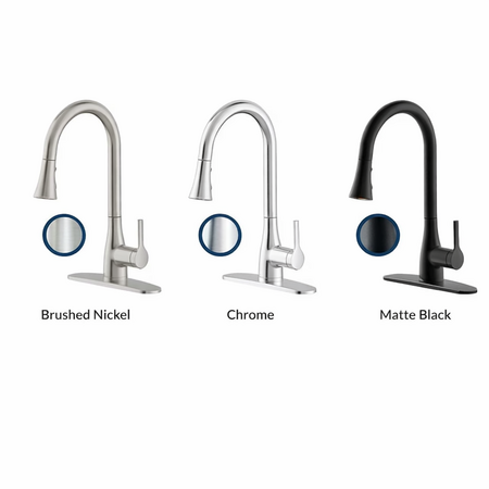 FLOW Classic Series Single-Handle Pull-Down Sprayer Kitchen Faucet (3 Colors)