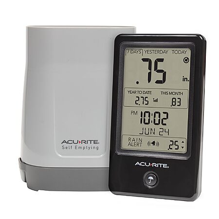 AcuRite Digital Wireless Rain Gauge w/ Self-emptying Rain Collector (Various) $25 