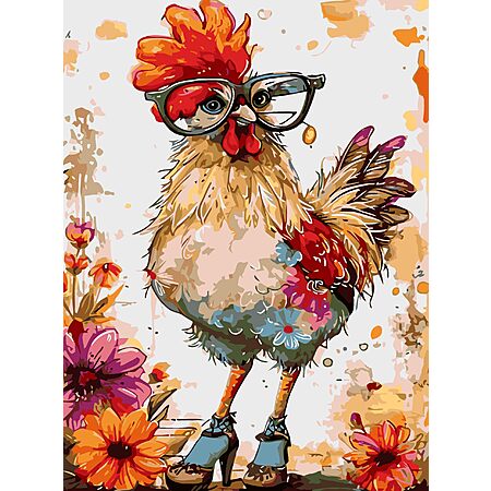 12x16" Ekuxom Paint by Numbers Kit for Adults (Chicken) $4.99 + Free Shipping w/ Prime or on $35+