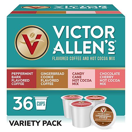 36-Ct. Victor Allen's K-Cup Coffee Holiday Favorites Coffee & Hot Cocoa Mix Variety Pack $10.54 w/s&s  + Free Shipping w/ Prime or on $35+