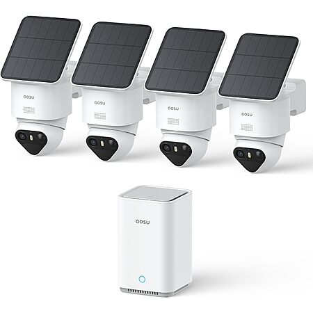 aosu T2 Ultra 4K 4-Cam Solar Wireless Outdoor Security System w/ Storage Hub
