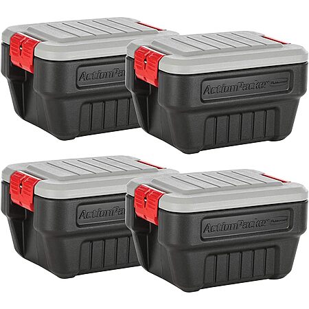 4-Pack Rubbermaid ActionPacker 8-Gallon Lockable Storage Box (Black/Gray) $78.99 + Free Shipping