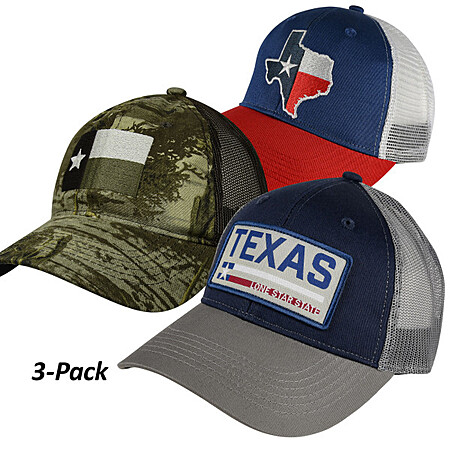 3-Pack Men's Texas Meshback Caps $12.50 + Free S&H