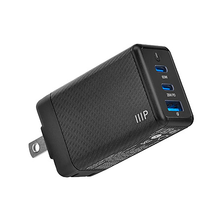 3‑Port Monoprice 65W Compact GaN USB Wall Charger (2x USB-C, 1x USB-A) $17.50 + Free S&H