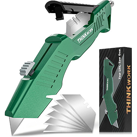 THINKWORK All-Metal Retractable Utility Knife Box Cutter w/ Glass Breaker $5