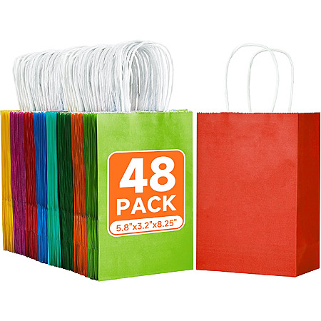 48-Pack METAPRINT Small Kraft Paper Gift Bags w/ Handles (Assorted Colors) $8.99 + Free Shipping w/ Prime or on $35+