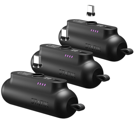 3-Pack Statik Snap-N-Charge Mini Portable Power Banks with Magnetic Tips