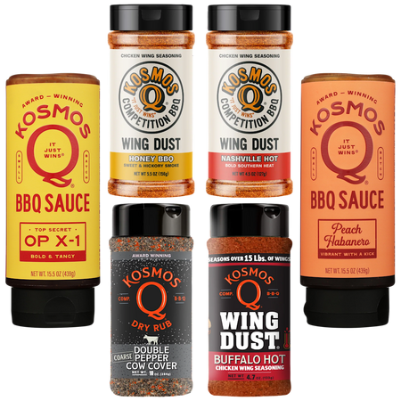6-Pack: Kosmos BBQ Sauce, Wing Dust & Dry Rub