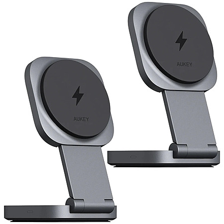 2-Pk Aukey Magfusion 15W Qi2 2-in-1 Foldable Chargers $25