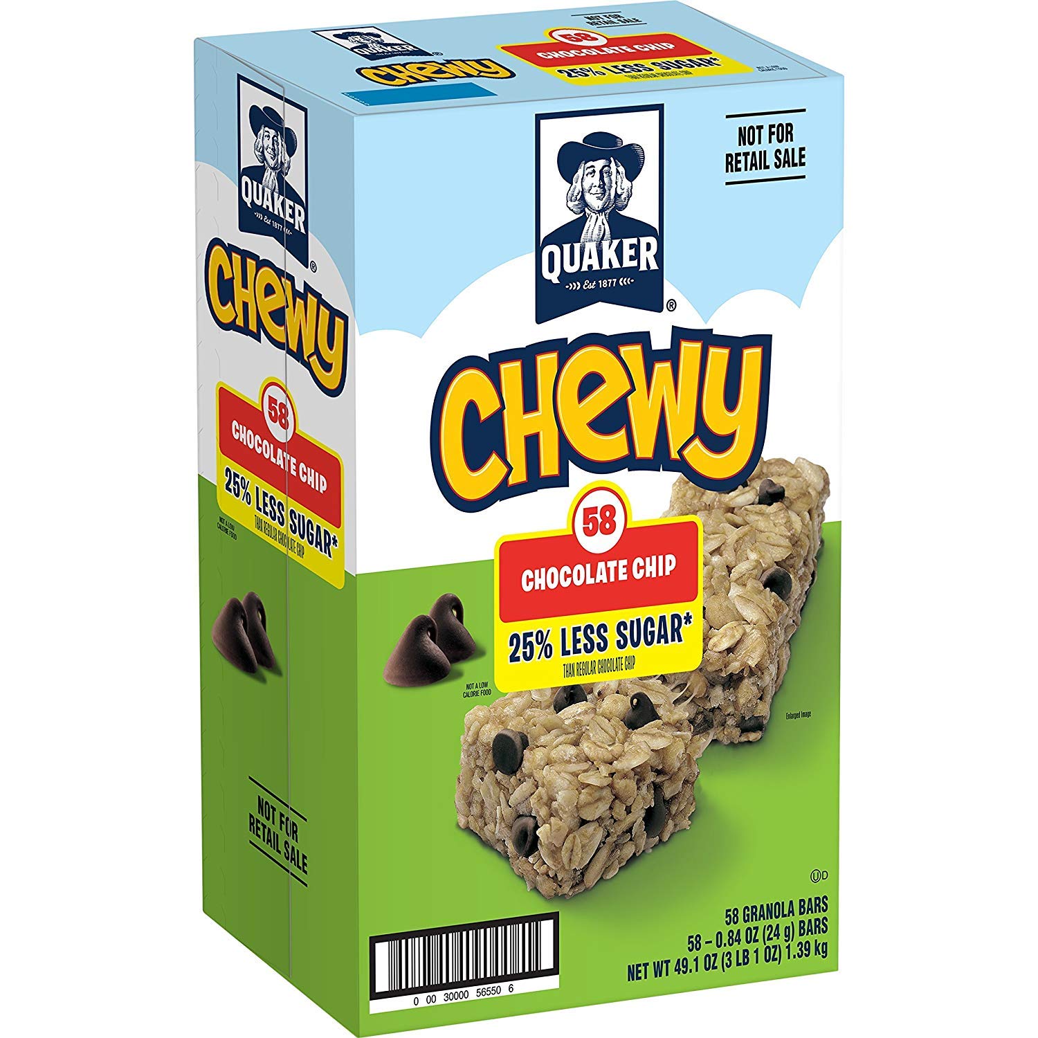 58-Bars Quaker Chewy Granola Bars, 25% Less Sugar (Chocolate Chip) $9.18 5% or $8.21 15% & More