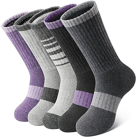 5-Pairs SIMIYA Women's Merino Wool Blend Crew Cushion Socks $8 