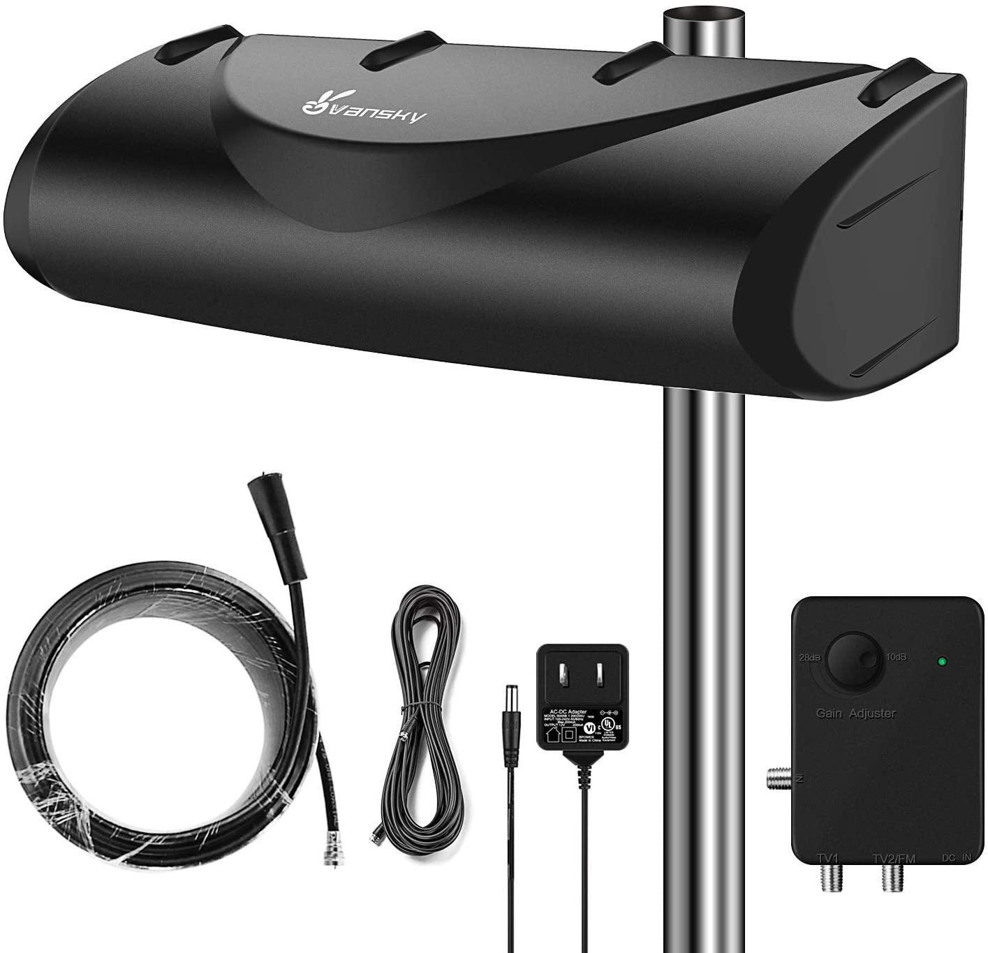 Vansky Digital Outdoor TV Antenna 150 mile range at Amazon $18.97