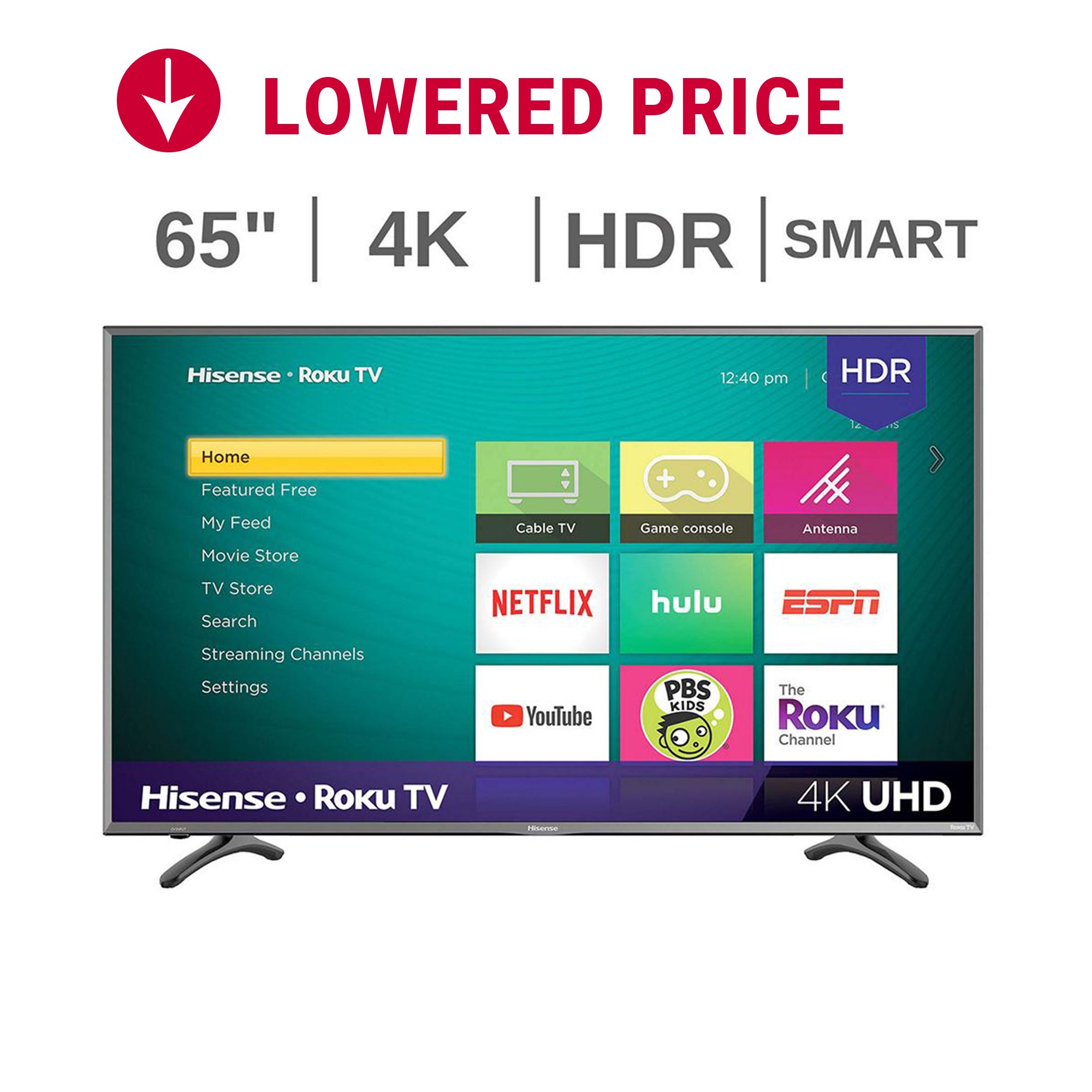 65" Hisense 65R6050F 4K Roku Smart TV -BJ's -$350 Store pickup where available $349.99
