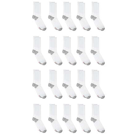 20-Pairs Hanes Men's Lightweight Comfort Super Value Crew Socks