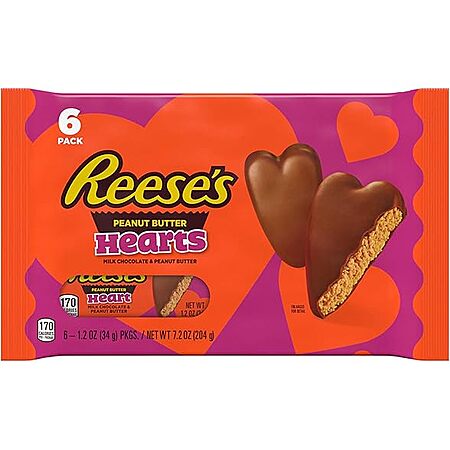 6-Ct 1.2-Oz Reese's Milk Chocolate Peanut Butter Hearts
