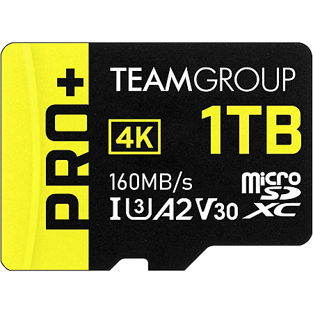 1TB TEAMGROUP Pro+ UHS-I/U3 Class 10 microSDXC Memory Card w/ Adapter