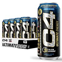 12-pk 16-oz C4 Ultimate x WWE Pre-Workout Sugar Free Energy Drink (Ruthless Raspberry)