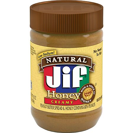 16-Oz Jif Natural Honey Creamy Peanut Butter Spread $2.24 w/S&S + Free Shipping w/ Prime or on $35+