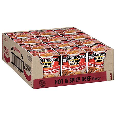 12-Ct 2.25-Oz Maruchan Instant Lunch Ramen Cup Noodles (Hot & Spicy Beef) $4.30 w/ Subscribe & Save