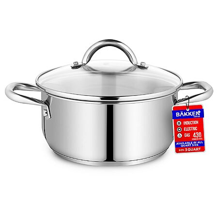 3-Quart Bakken-Swiss Deluxe Stainless Steel Stockpot w/ Tempered Glass Lid $21.88 + Free Shipping w/ Prime or on $35+