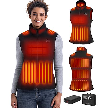 Women’s Heated Fleece Vest with 16000mAh Battery,Lightweight Electric Vest | 16000mAh battery