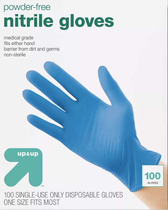Nitrile Exam Gloves one sz fits most- 100ct - Up&Up/Target brand- $7.99 - minimum order to ship