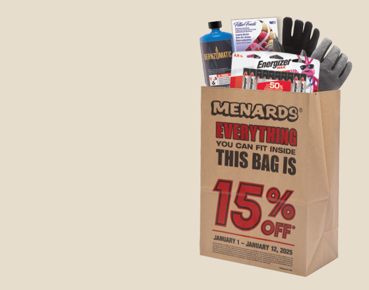 Menards Bag sale - 15% off any items that fit in bag