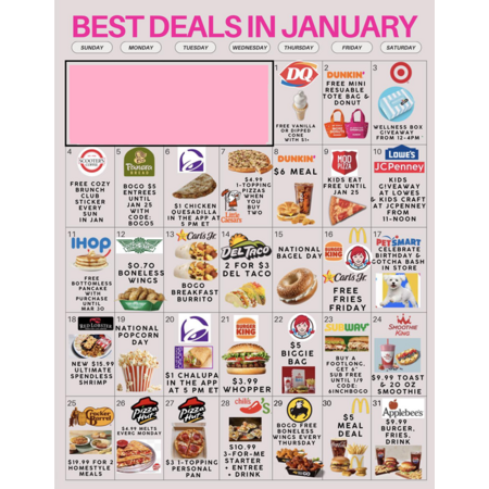 January 2026 Food Deal Calendar - 2026-01-02