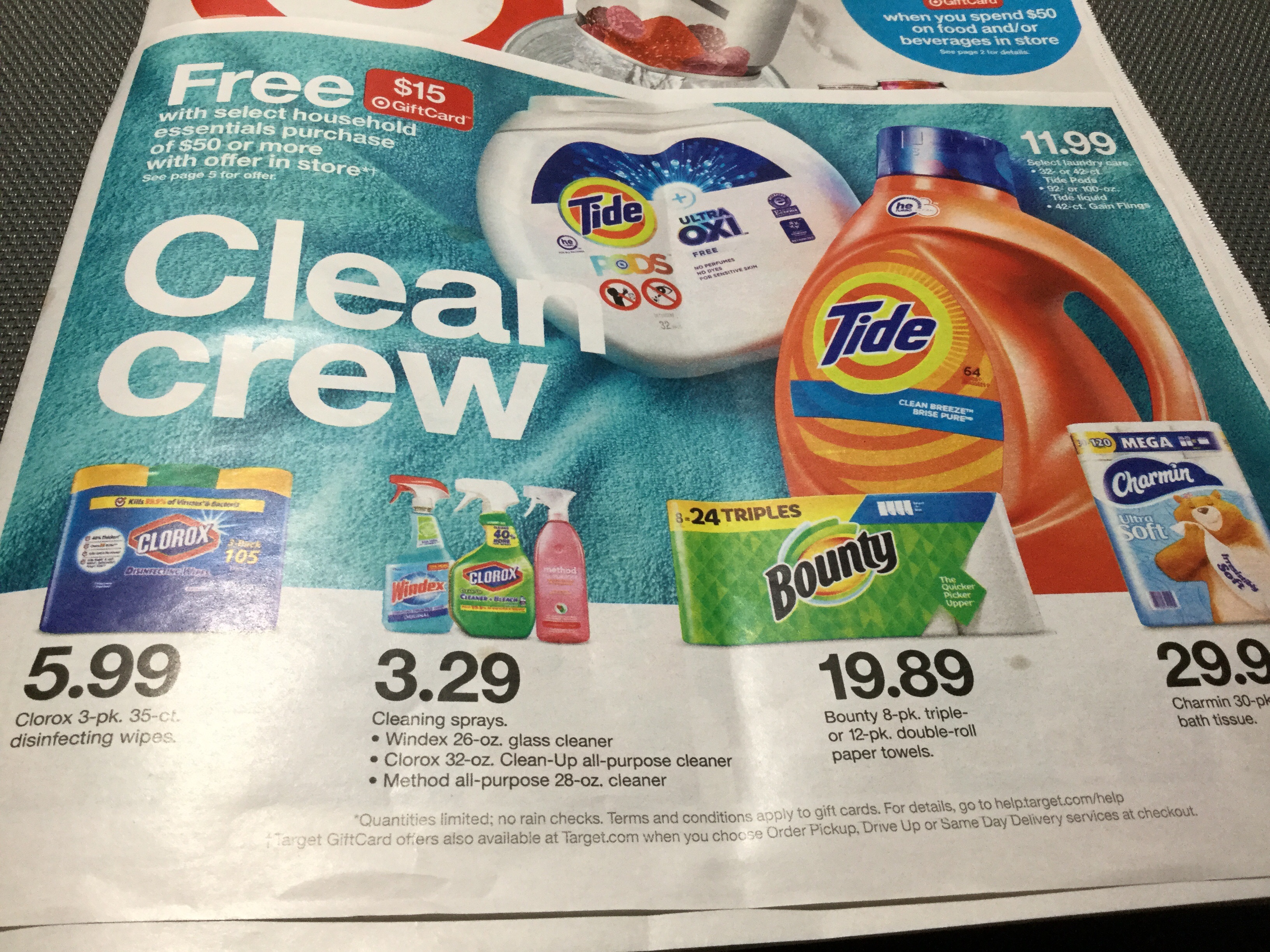 FREE $ 15 Target GiftCard w/ household essentials purchase of $ 50 or more - starting Sun Dec 29 thru Jan 11